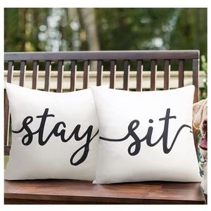 NEW Set of 2 Outdoor Waterproof Throw Pillow Covers (White, 18'X18')